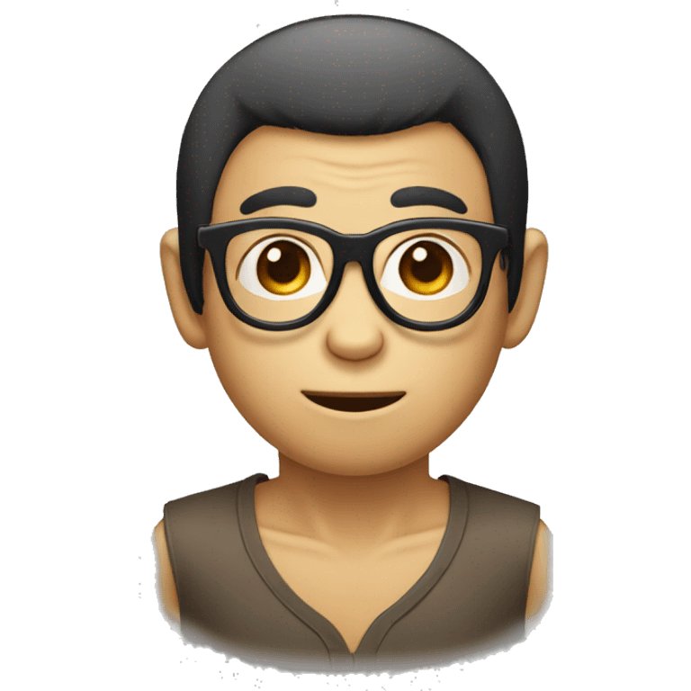 monkey face with asian haircut and glasses emoji