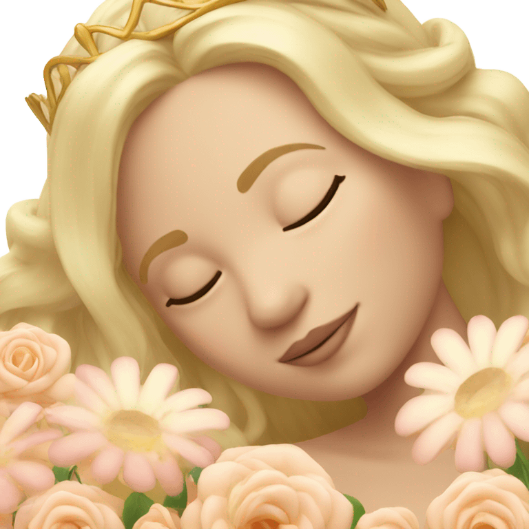 Sleeping blond princess with flowers  emoji