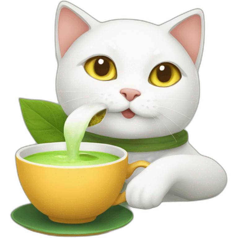 cat drinking matcha tea emoji