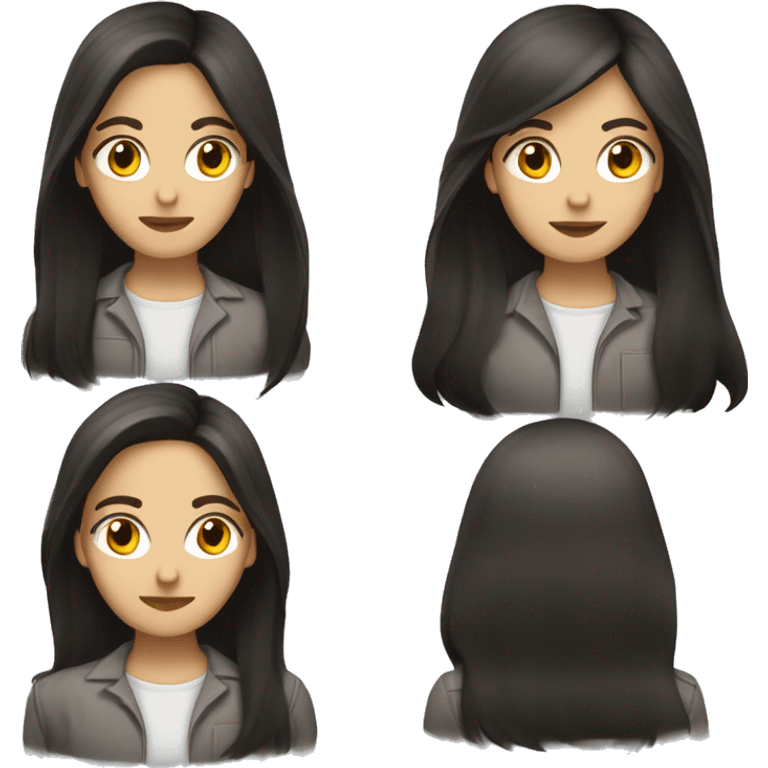 brunette programmer dark long hair with pc emoji