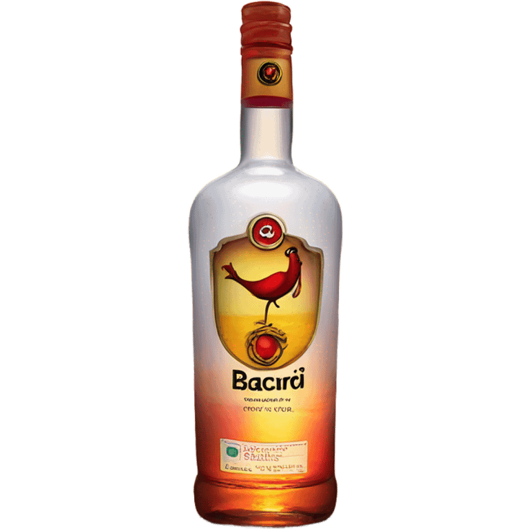 Bacardi bottle at sunset on the beach  emoji