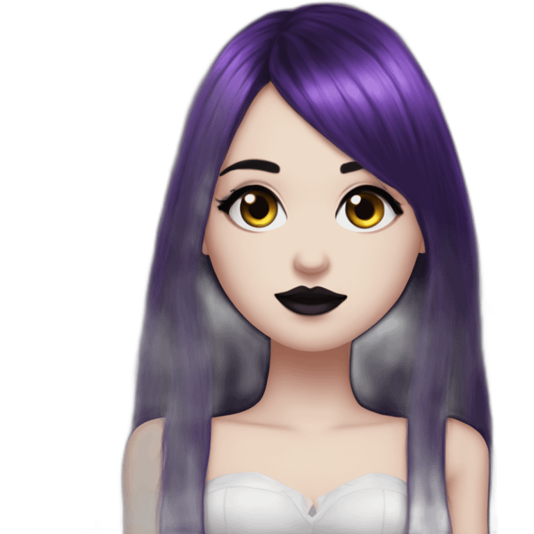 Elissabat -with bangs -long-hair-dark-plumpurple-and-black-vampire-goth-makeup-pinkeyes-romanticgothcloses- emoji