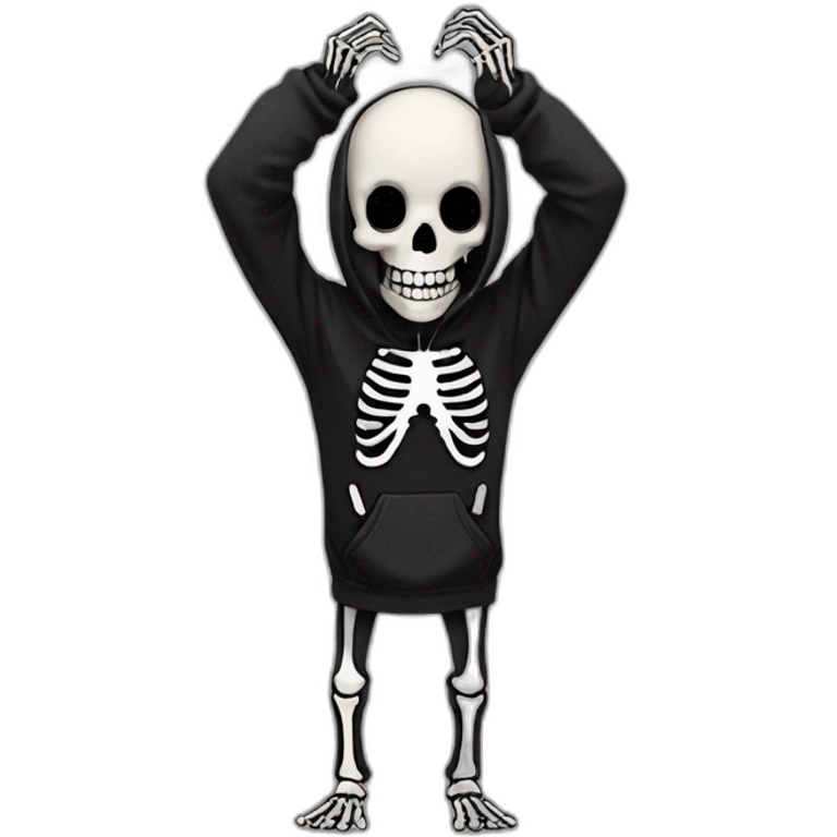 skeleton with skeleton hands in black hoodie get facepalm emoji