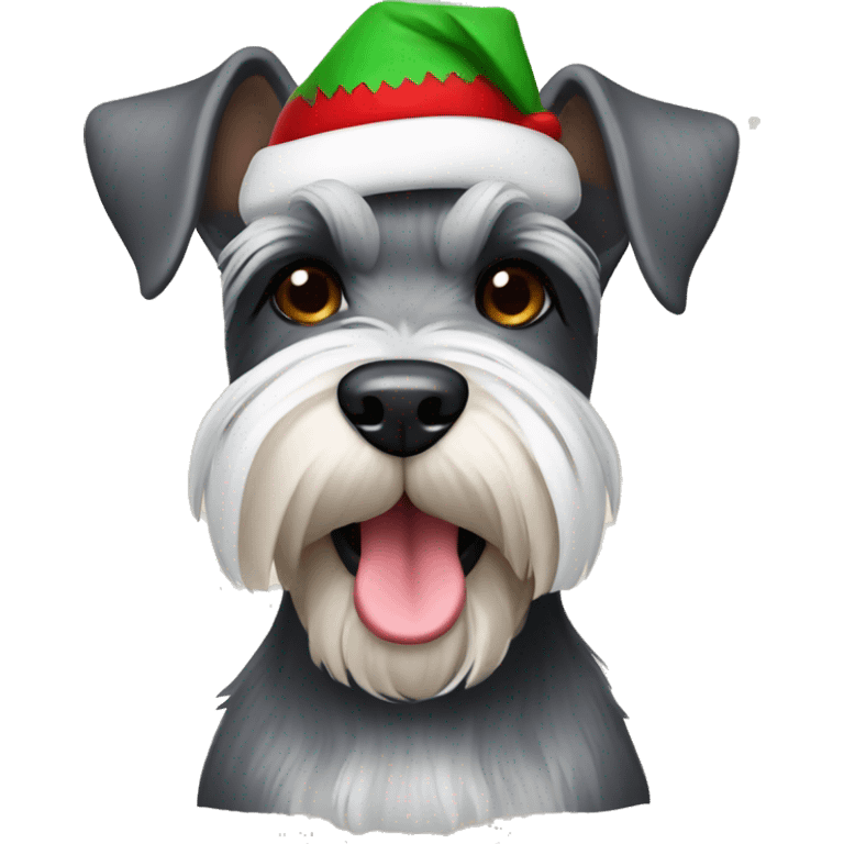 Schnauzer wearing an Christmas hat  emoji