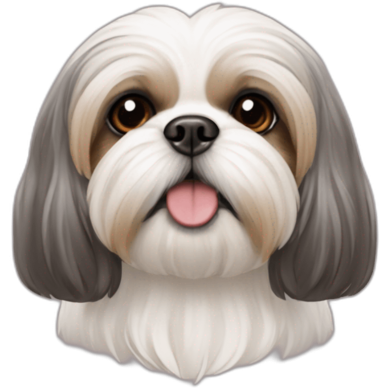 perro shih tzu; pensando, con imagen de pensar emoji