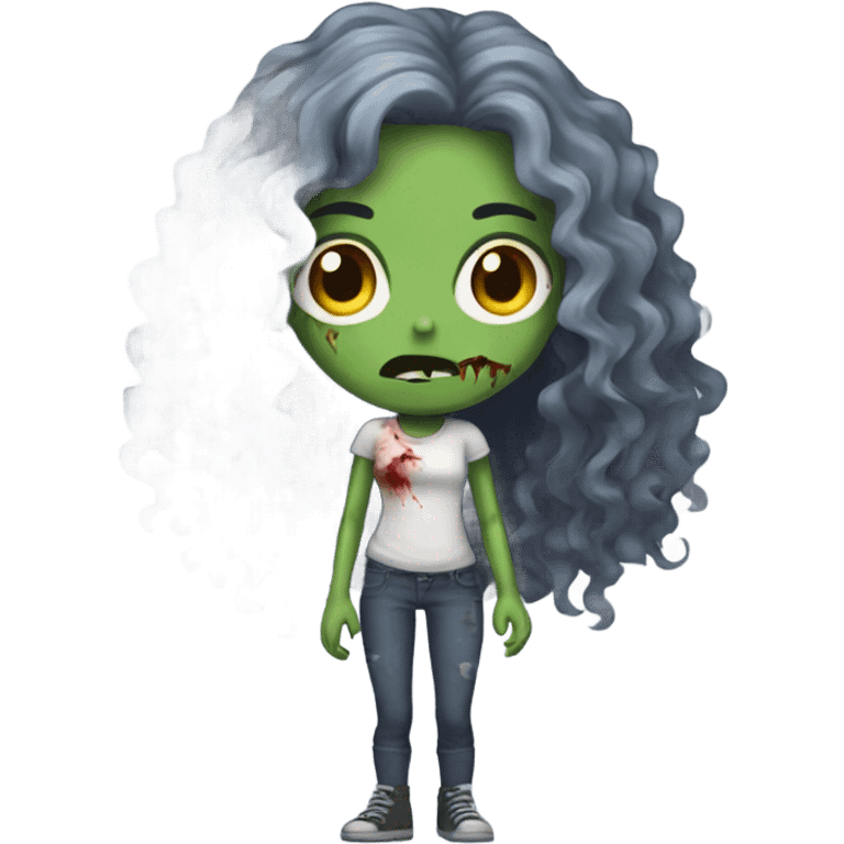 zombie girl with curly long hair  emoji