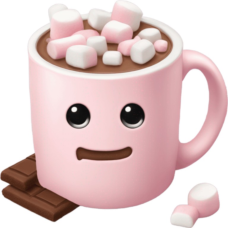 Light Pink mug of hot chocolate with marshmallows  emoji