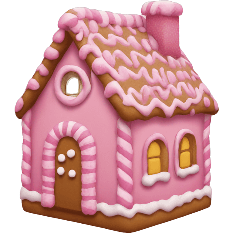 Pink gingerbread house emoji