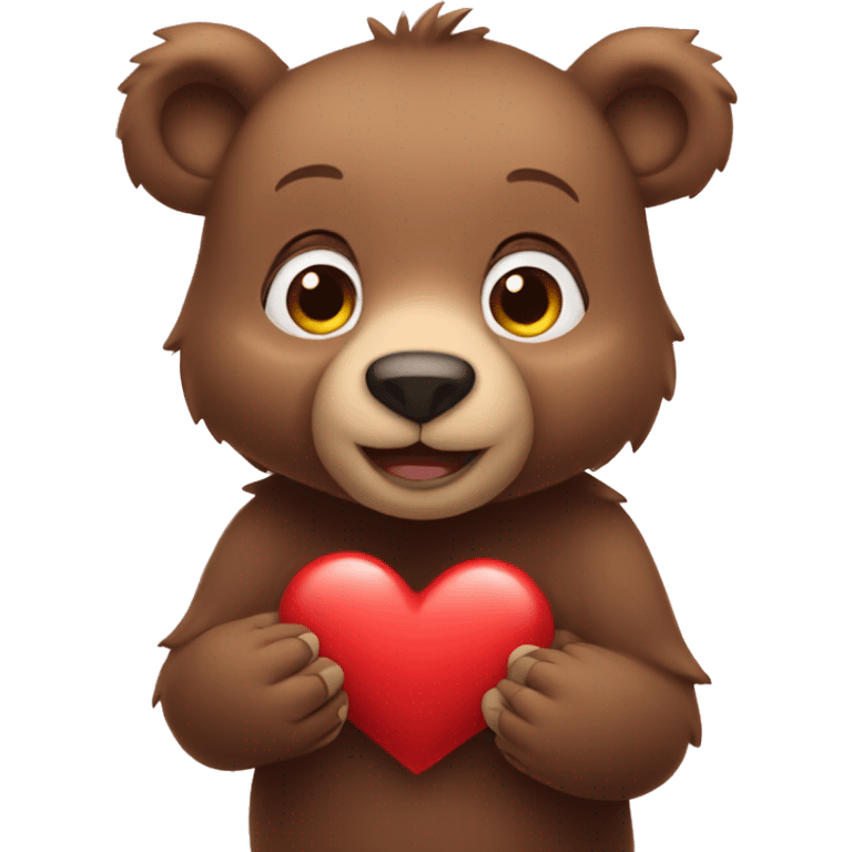 Bear cub holding a heart emoji