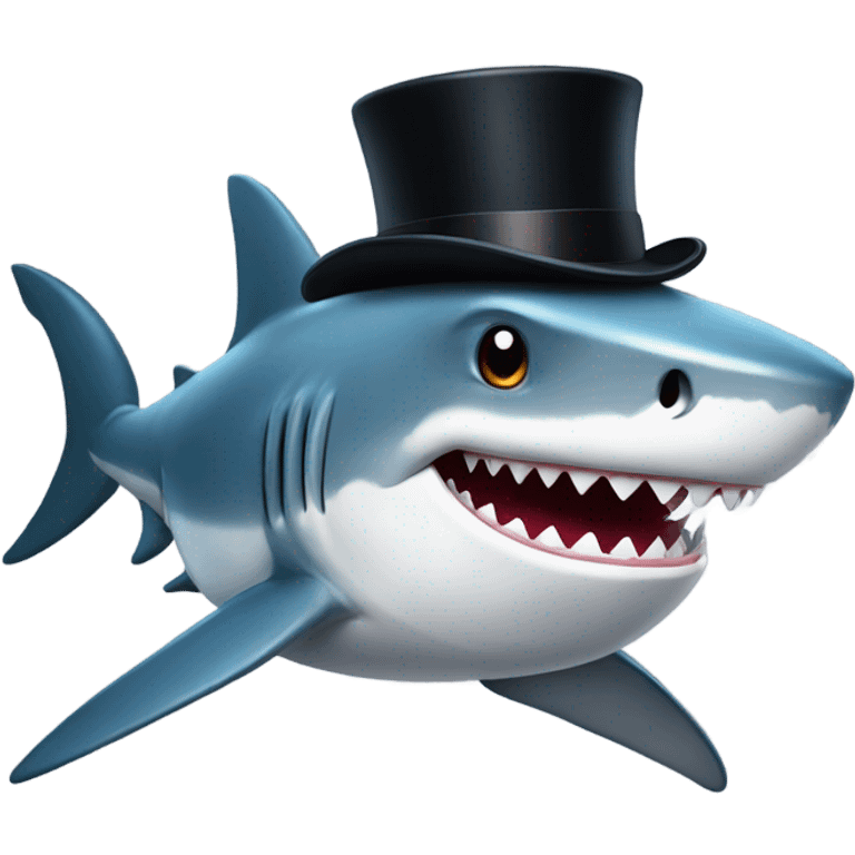 Shark with a top hat emoji