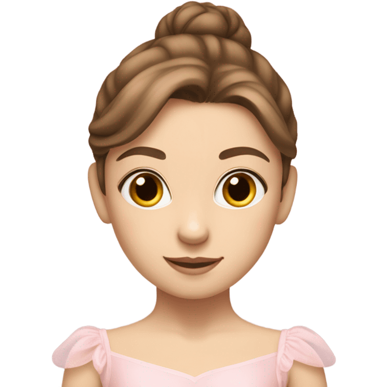 girl fair skin, brown hair, ballerina pink soft emoji