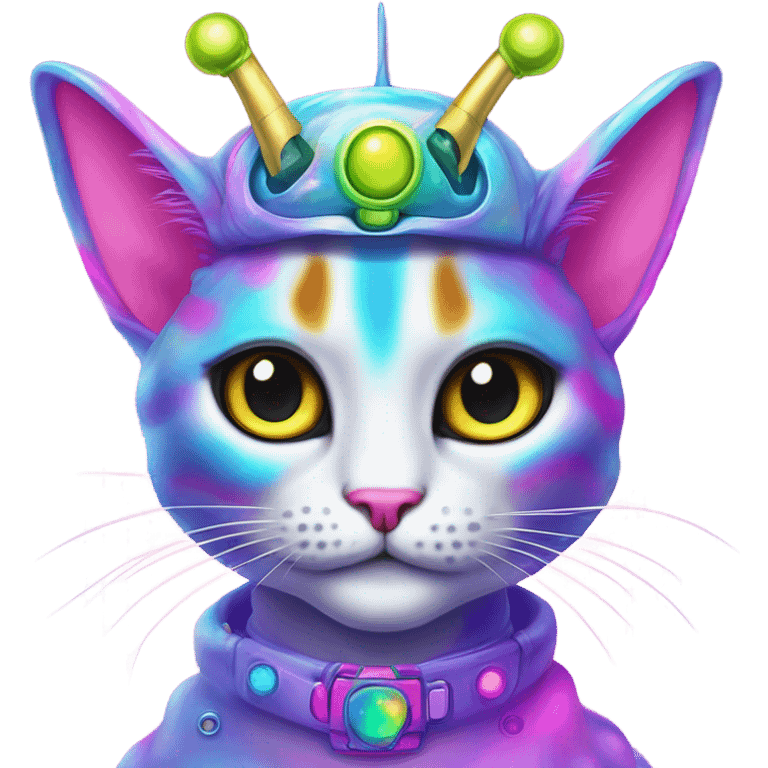 Lisa frank alien cat with antennas on head ￼ emoji