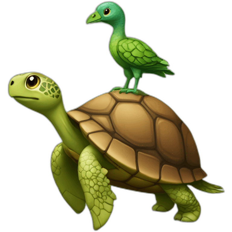 Un oiseau sur une tortue emoji