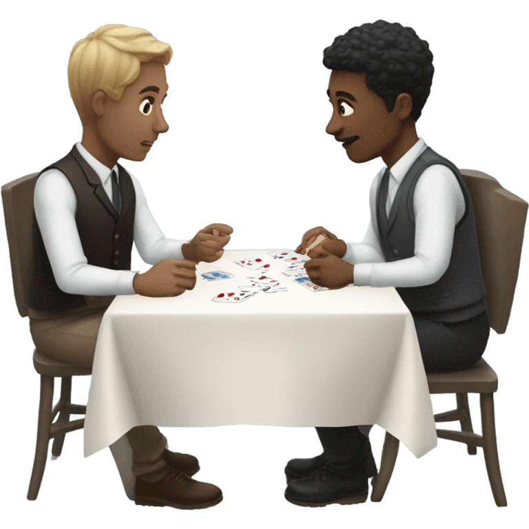 Two white people playing cards emoji