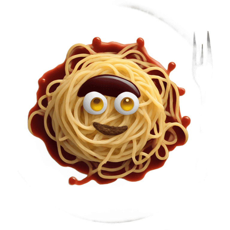 Spaguetti with a burgundy sauce in a white plate emoji