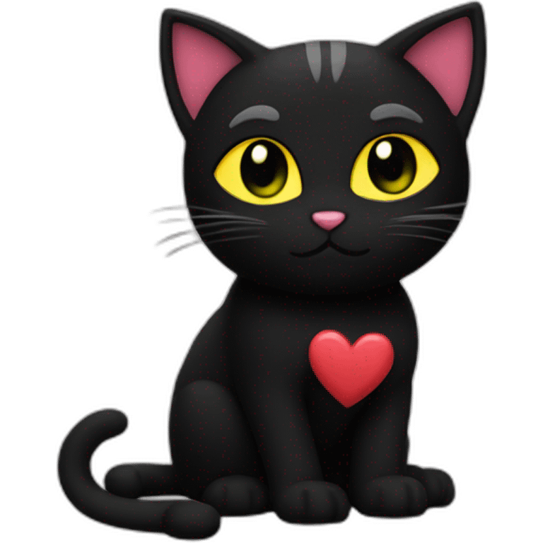 cat noir with hearts emoji