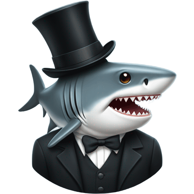 Shark with a top hat emoji