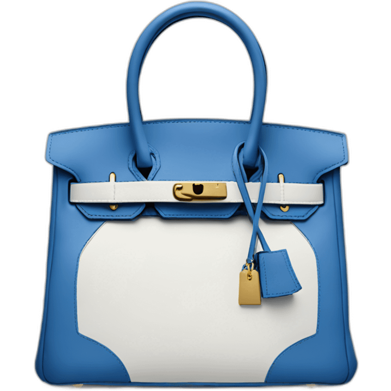 Birkin with a blue flap and white front emoji