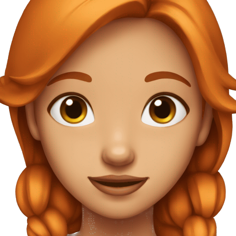 a girl with brown eyes, foxy orange ears emoji