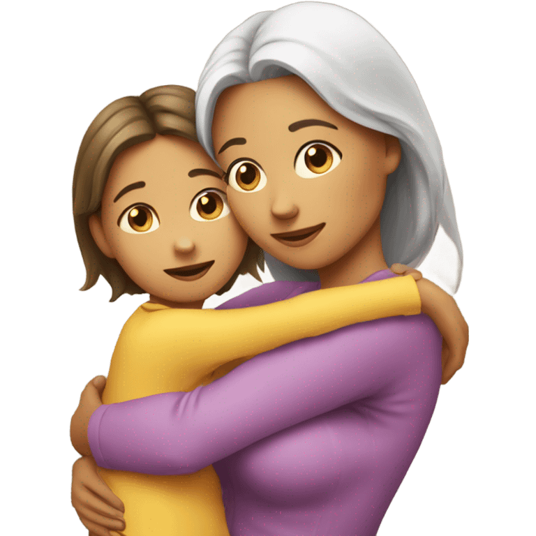 Mother huggings with a girl emoji