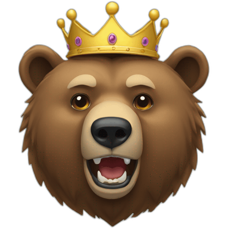 Grizzly bear head with crown emoji