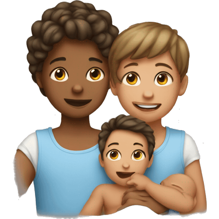 girl with boys and baby emoji