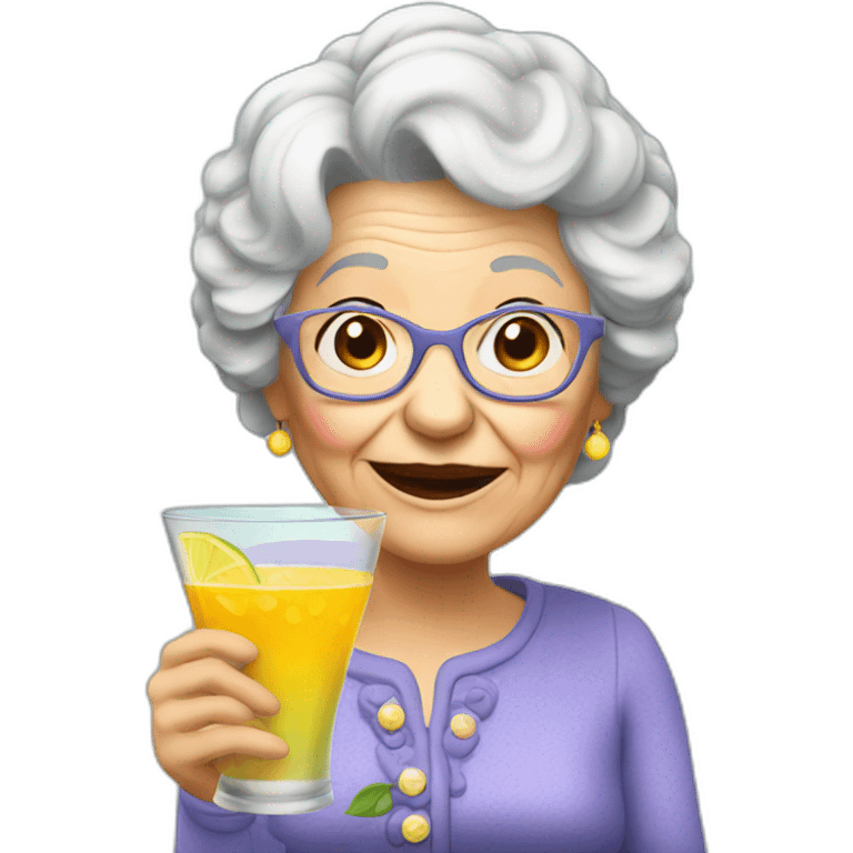 granny drink many coctail emoji