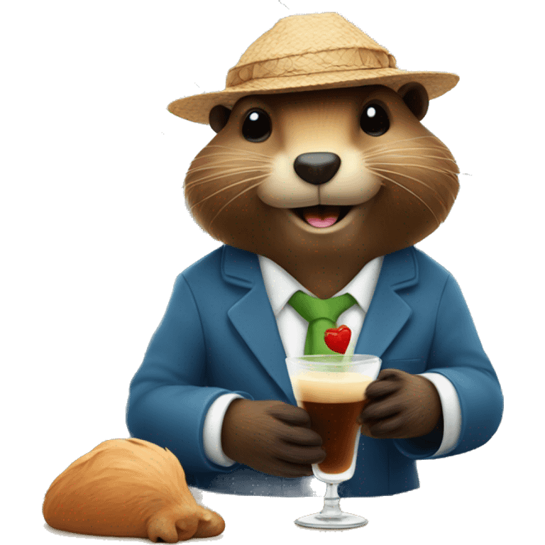 Beaver on holiday holding a expresso Martini  emoji