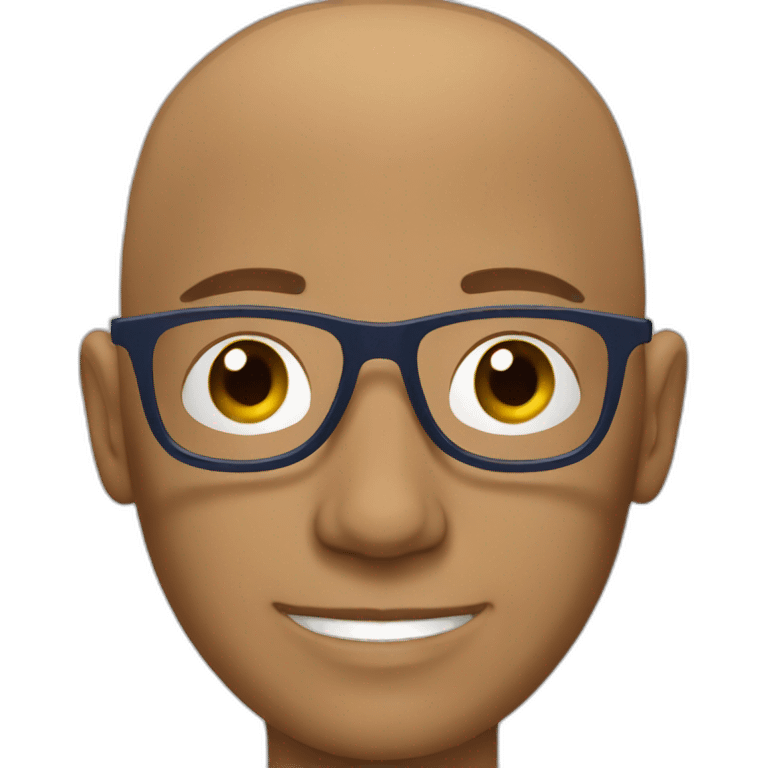 bald man with round glasses with navy sweater emoji