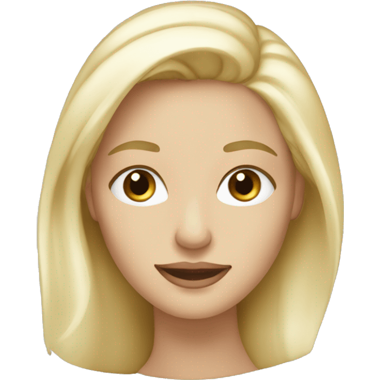 White blond woman with Blue eyes wear golden earrings emoji