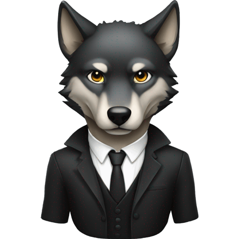 Wolf with a black hood and a suit emoji