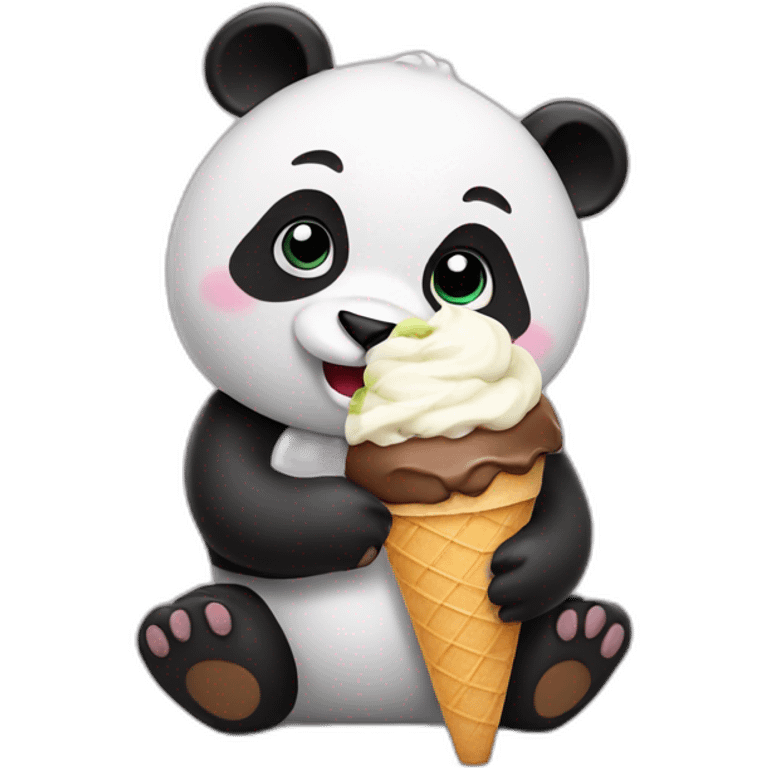 Panda eating ice cream emoji