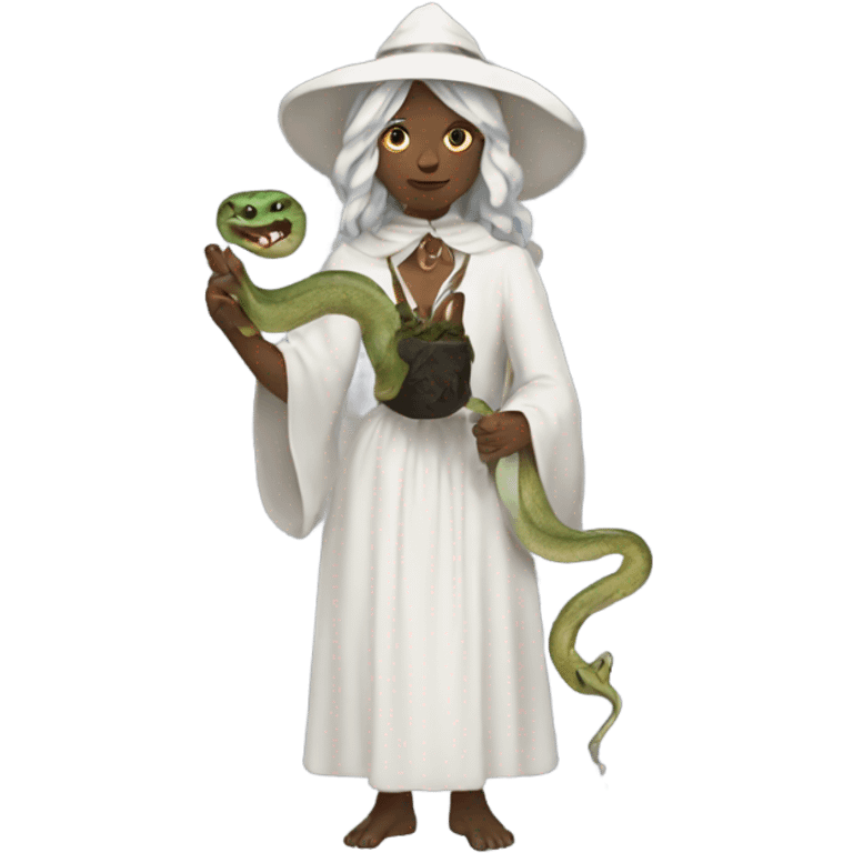 a white witch holding a snake  emoji