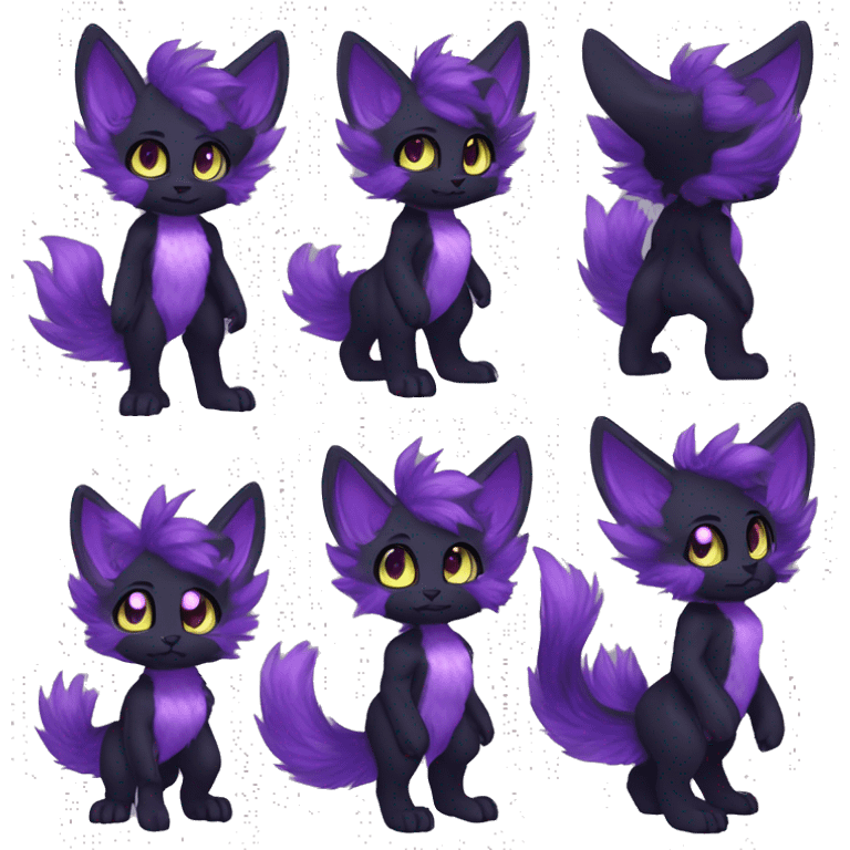 Anthro-Edgy-Cool-Black-Purple-Contrast-Colors-Fantasy-Fur-Sona-Chibi-Shiny-Fakémon-Hybrid full body emoji