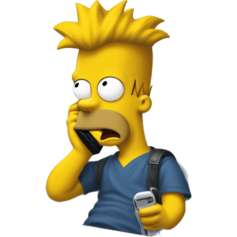 Bart simpson dressed as camrom french color outfit making a phone call on a flip phone emoji