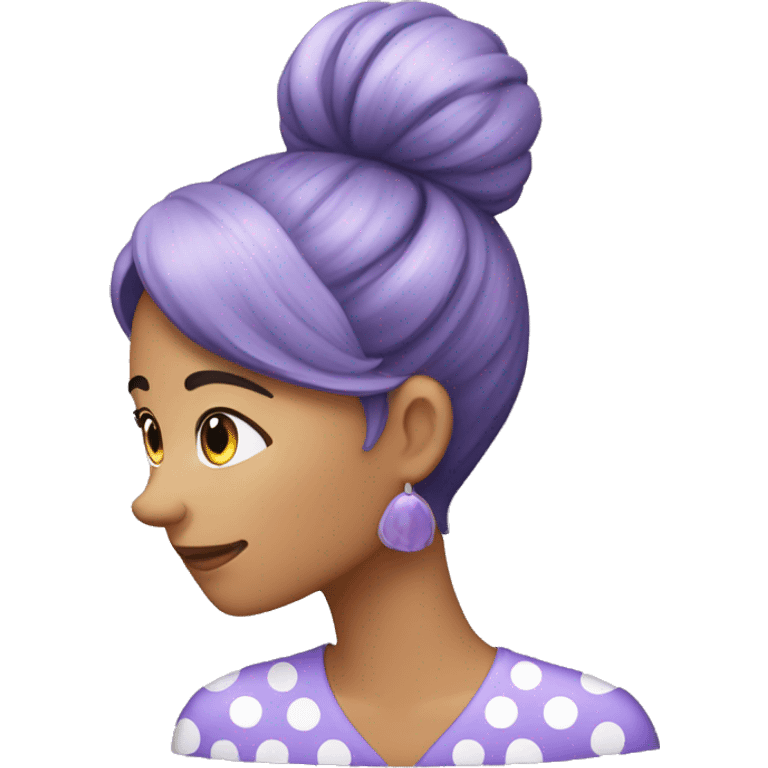 A young woman with lavender kurti white spots saying bye emoji