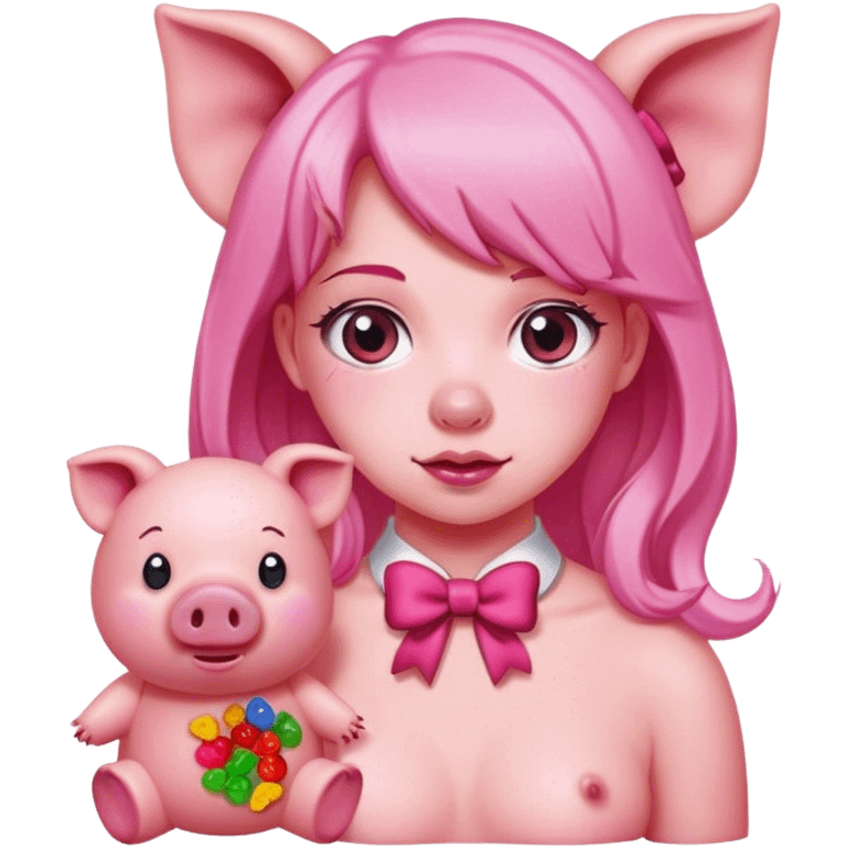 pink girl bow spam gummy bear pig emoji