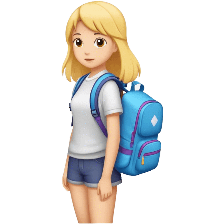 girl with backpack. Must contain color 232 72 73 emoji