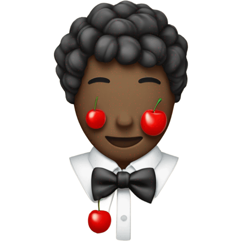 black bow with 2 red cherries emoji