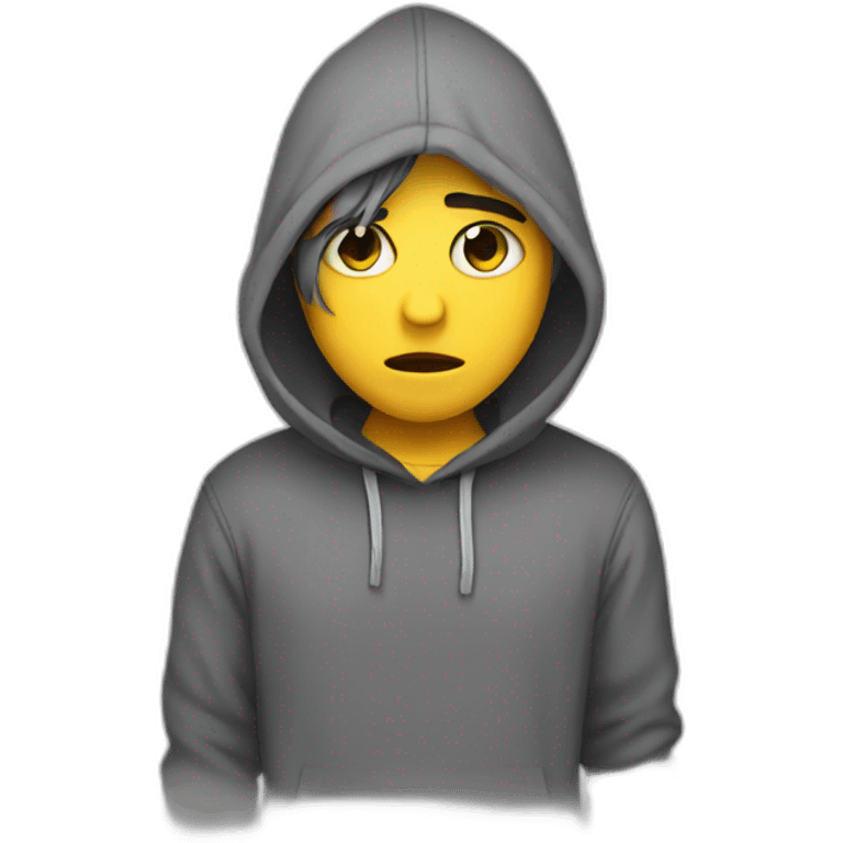 Emo with a gray hoddie emoji