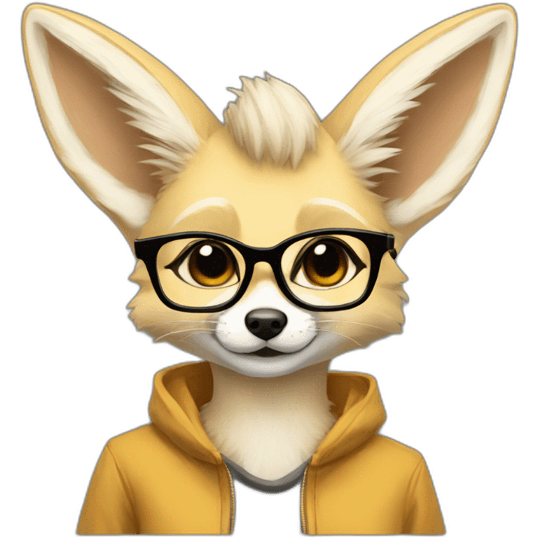 anthro fennec with glasses and mohawk haircut emoji