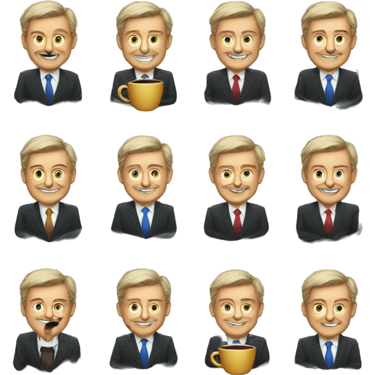 rich businessmen with cup of coffee emoji