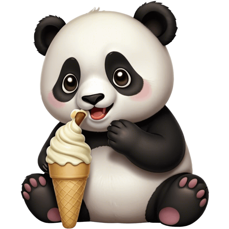 Panda eating ice cream emoji