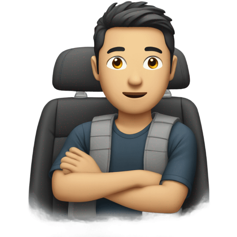 Asian man in car emoji