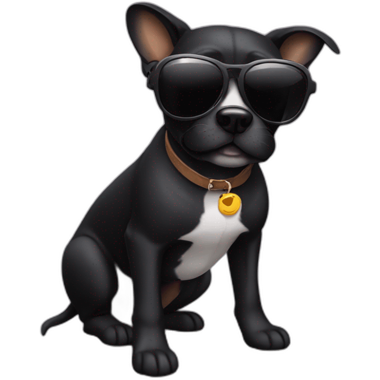 Black french dog with sunglases emoji