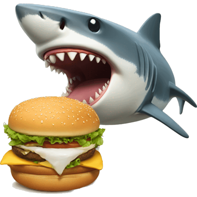 shark eating burger emoji