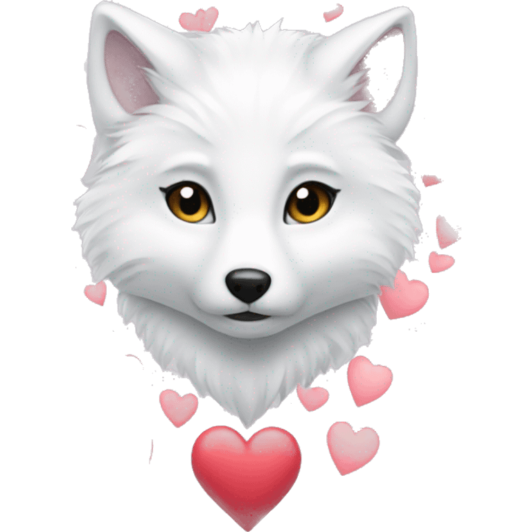 arctic fox with hearts inlove emoji