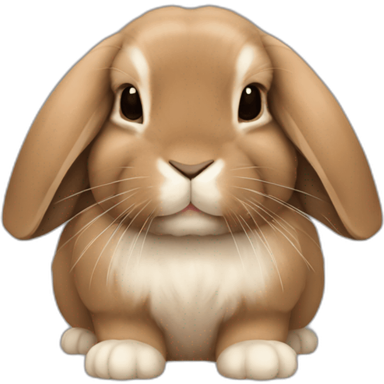 brown holland lop bunny (portrait, facing forward, iOS 17 style, happy) emoji