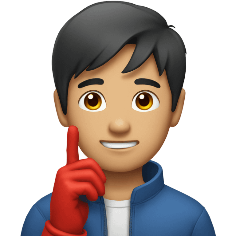 Asian Boy wearing red gloves emoji