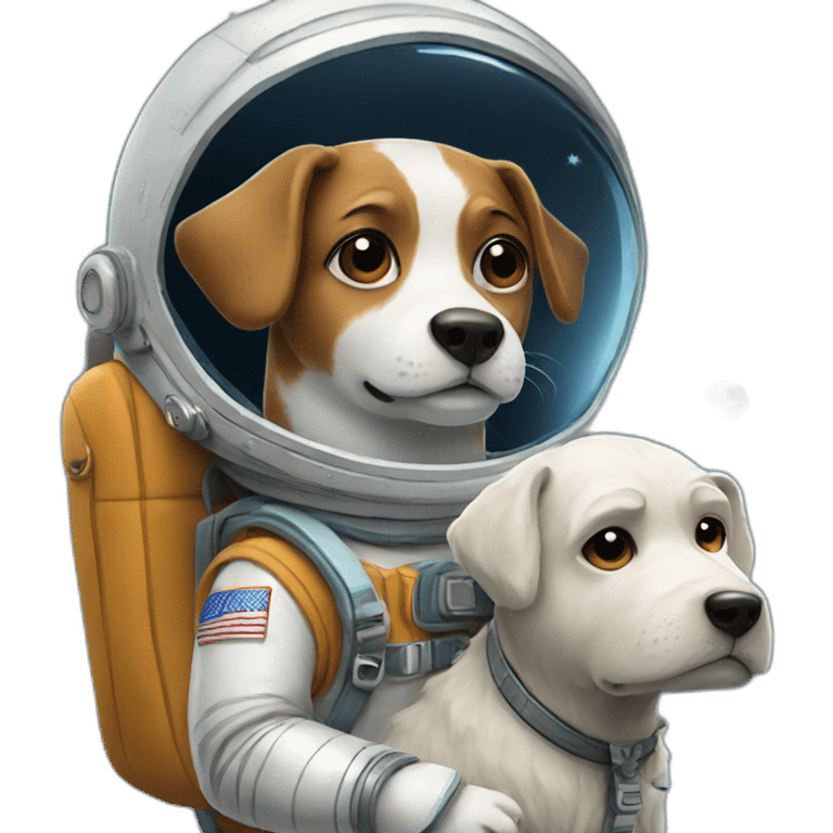 astronau with a backpack and a dog emoji